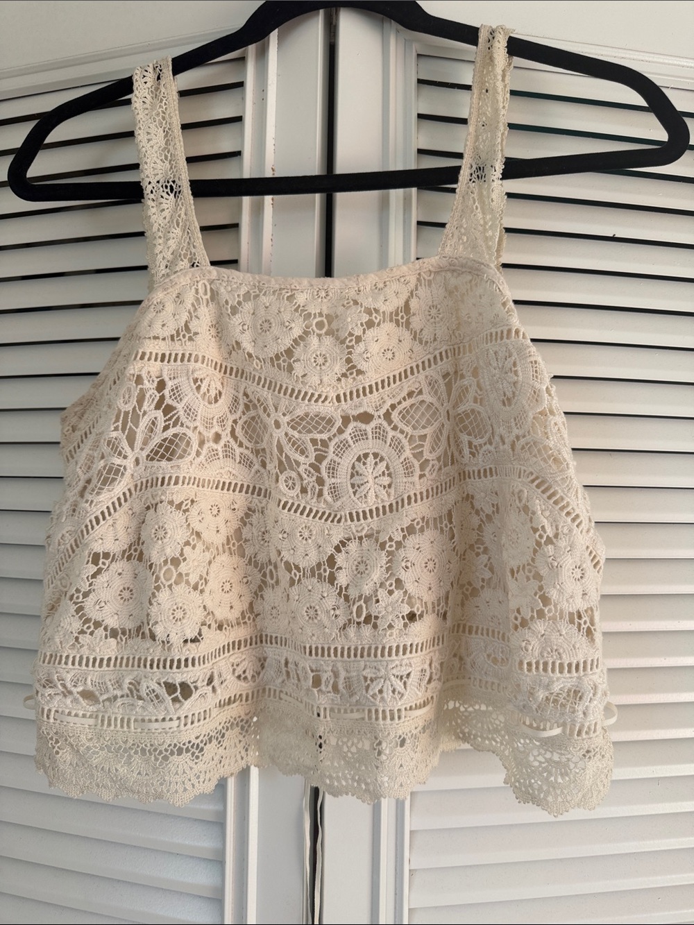 Spell Ivory Crochet Button-Front Crop Cami - Picture 3 of 3
